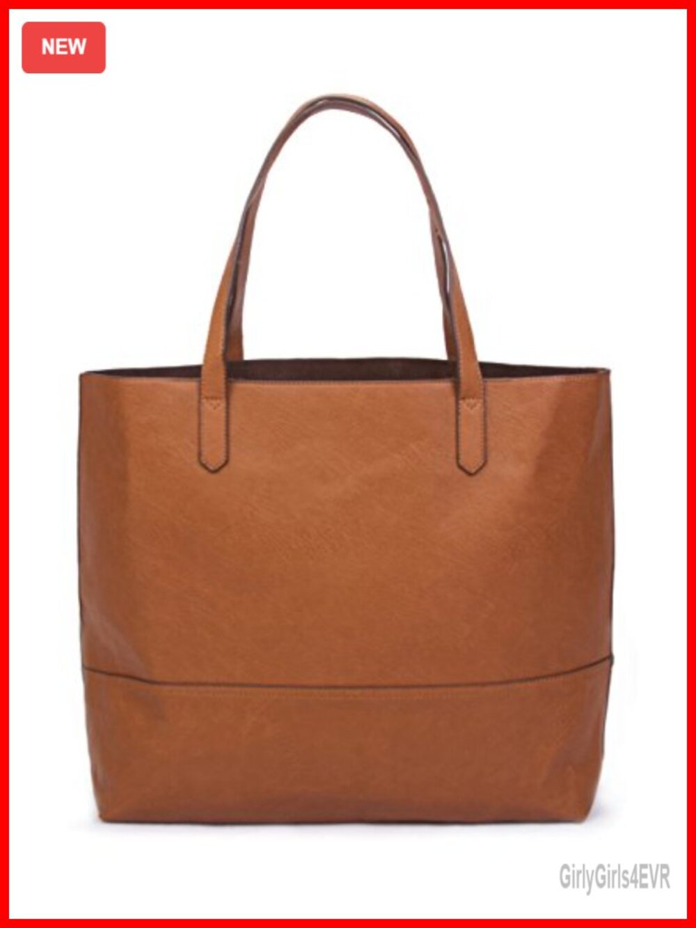 XL Vegan Leather Slouchy Tote Shoulder Bag with Interior Pocket